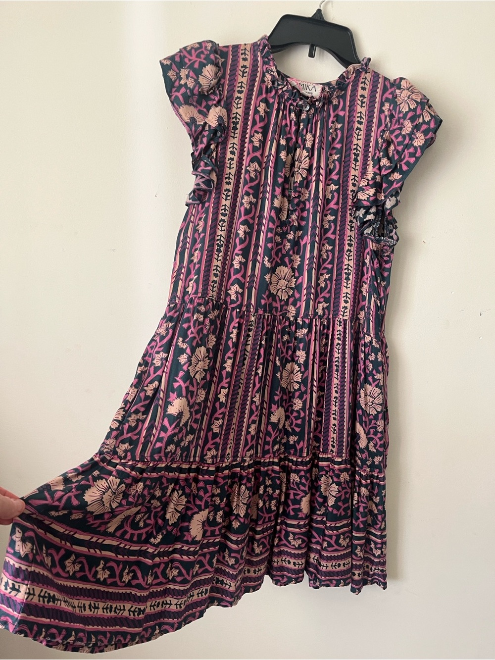 Omika mini ruffle dress💜🩷